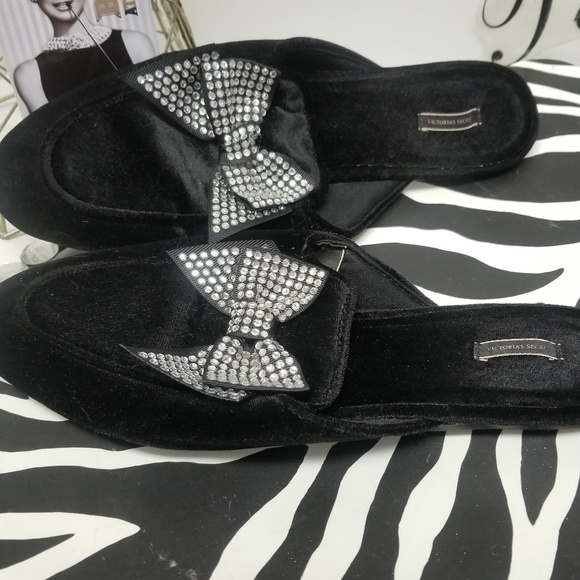 Victoria's Secret Black  Rhinestones Slippers - Picture 3 of 8